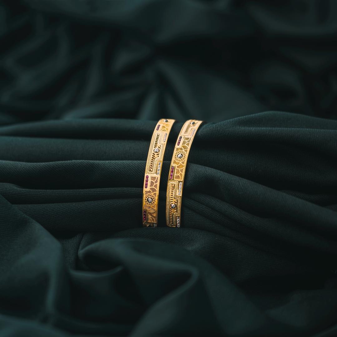 2 Gold Hoop Bangle Bracelets